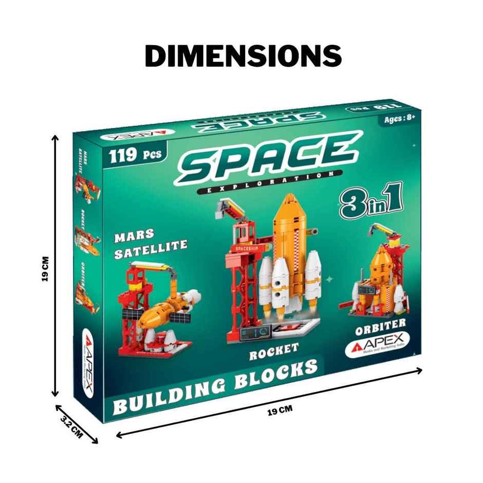 Apex Space Building Blocks 119 Pieces | 3-in-1 Rocket Set | STEM Toy