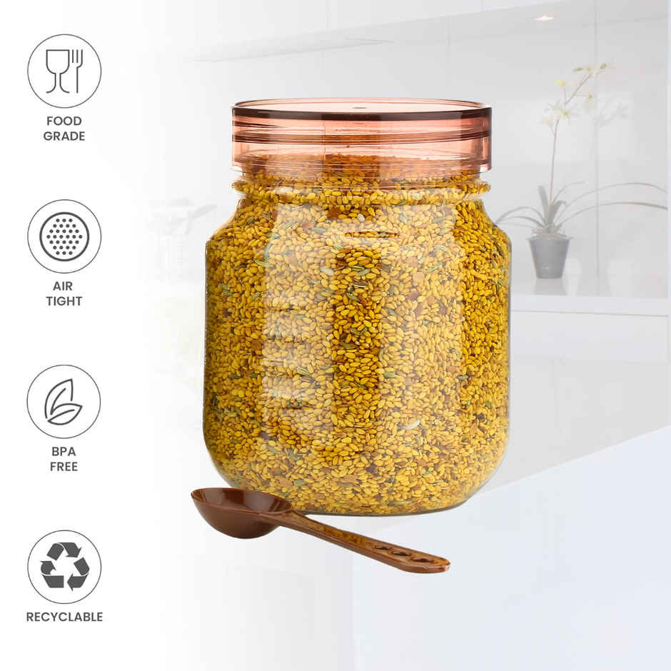 ReeQ Vintage Plastic Container Set | Transparent Storage Jars with Plastic Lids