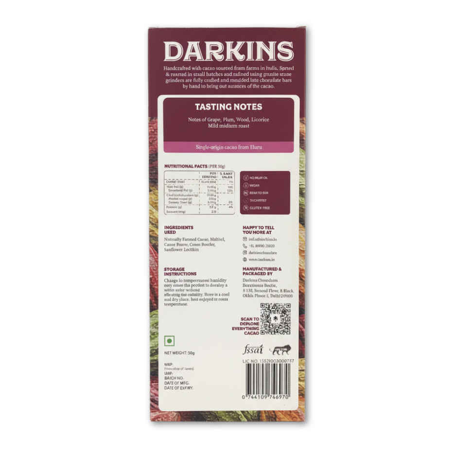 Darkins Sugar Free Dark Chocolate 70% Noir