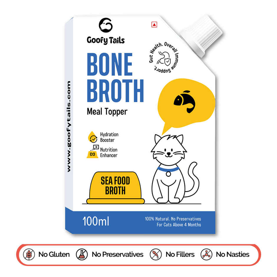 Goofy Tails Sea Food Bone Broth for Cats | Collagen Rich Cat and Kitten Food Topper