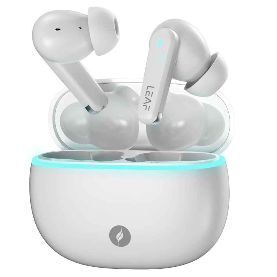 Leaf Buds X121 in Ear TWS Earbuds Ai Sound App, 30H Playtime, Quad Mic with Enc, 50Ms Low Latency, Fast Charging, 10Mm Driver, Ipx4, Bluetooth V5.4 TWS - Pure White
