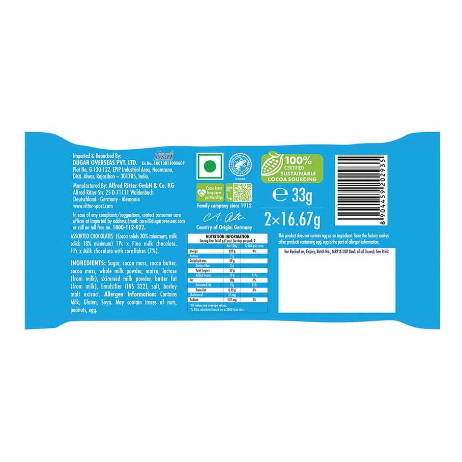 Ritter Sport Cornflakes & Fine Milk Mini Chocolate Pack