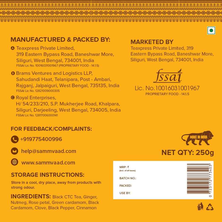 Teabox Sammvaad Kadak Chai | Premium Black Tea (Ctc) Straight From Assam | Bold Strong And Aromatic