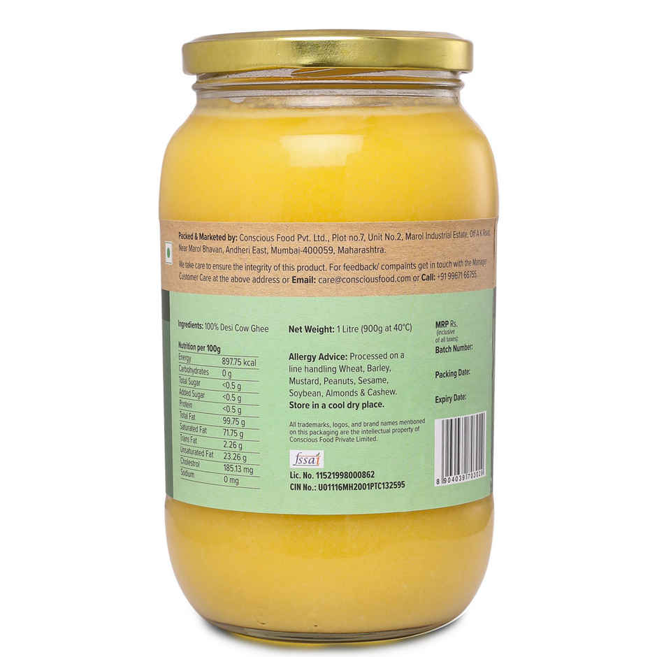 Conscious Food A2 Desi Cow Ghee | Preservative Free