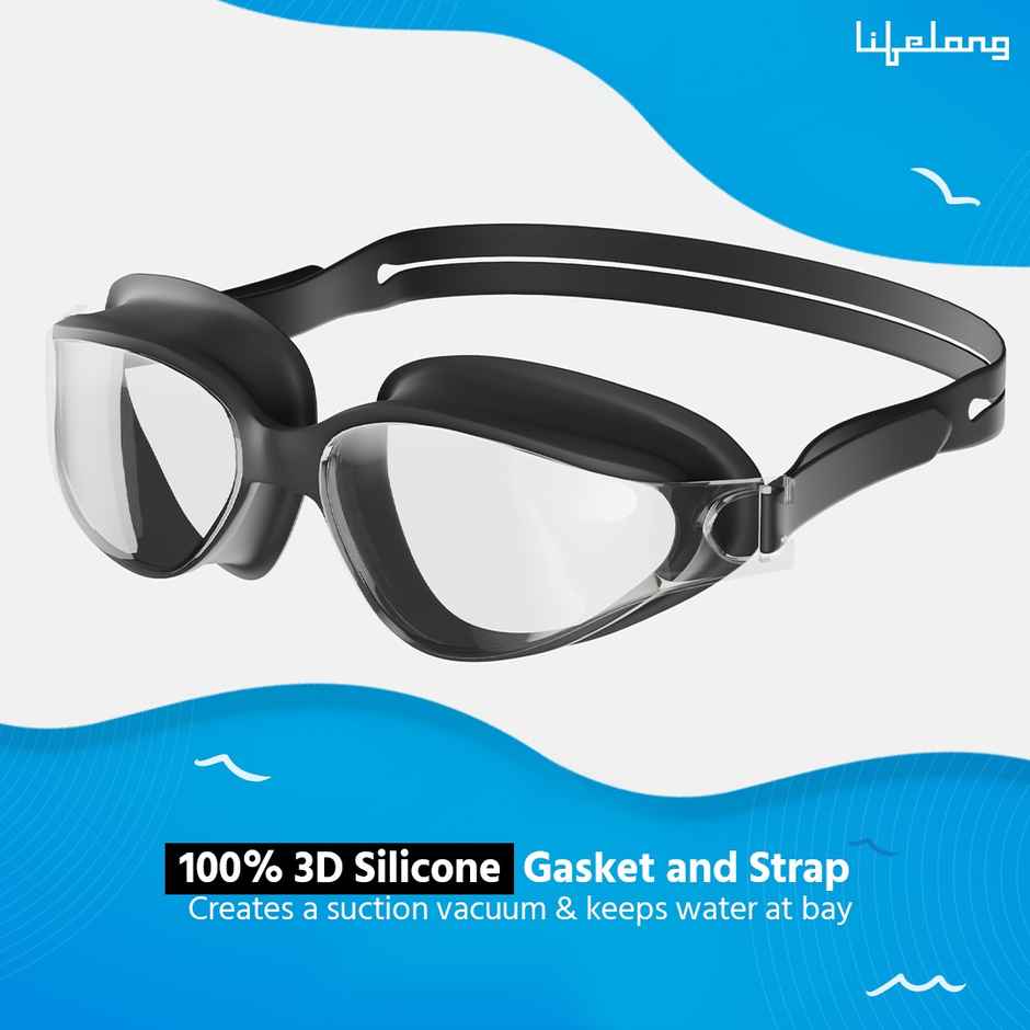 Lifelong Anti-Fog Swimming Goggles for Adults | Black