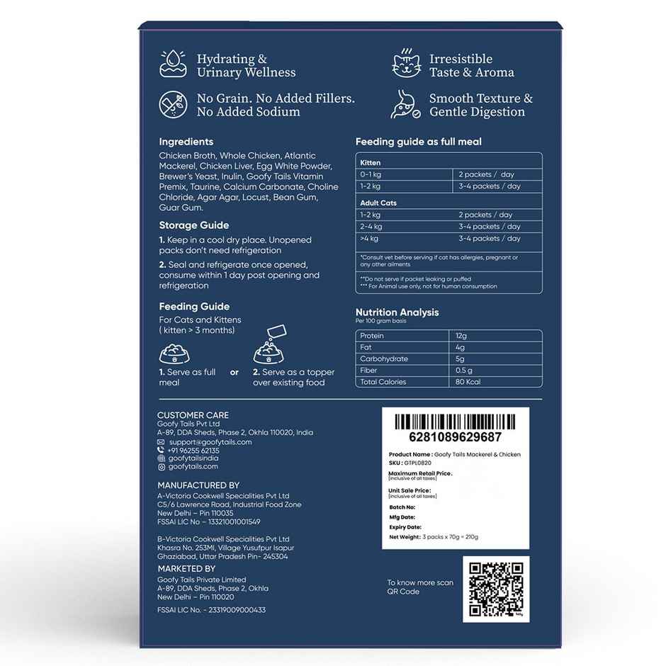 Goofy Tails Mackerel & Chicken Cat and Kitten Meals | Wet Cat and Kitten Food