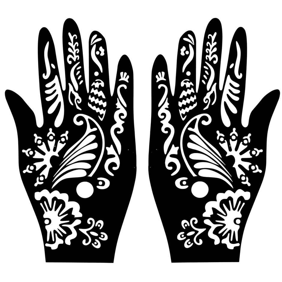 Sanfe Mehndi Stencil Full Hand Set, Henna Tattoo Stencil/Sticker Style 5