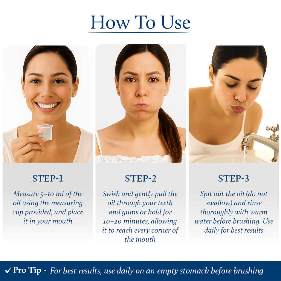 Blue Nectar Clove Mouth Pulling Oil | Ayurvedic Mouthwash with Coconut For Fresh Breath