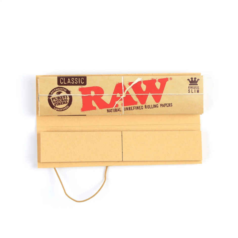 Raw Classic Connoisseur Rolling Paper with Tips King Size Slim - 32+32 Leaves/Pack