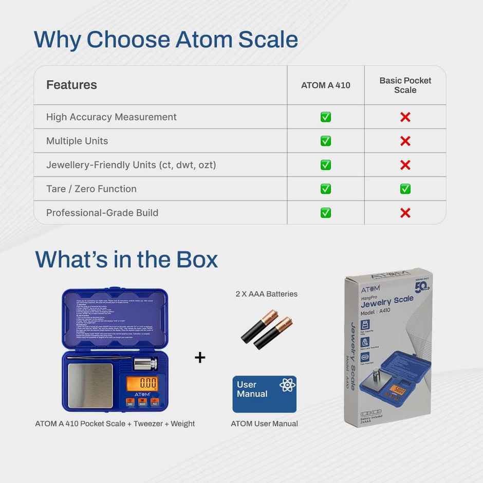 ATOM A 410 Gold Digital Pocket Scale with Capacity 200 g | Jewellery, Precious Gems Stone & Salts.