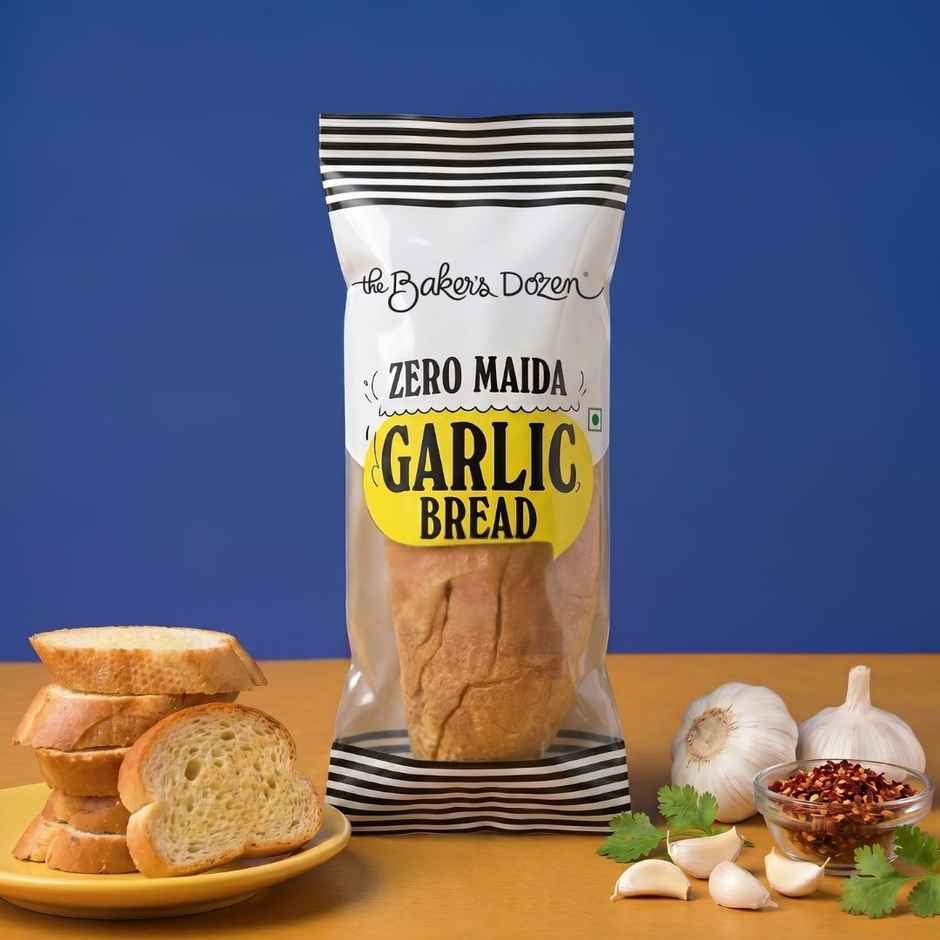 The Baker's Dozen Zero Maida Garlic Bread | Whole Wheat | Atta Loaf | Clean Label | Sandwich Bread