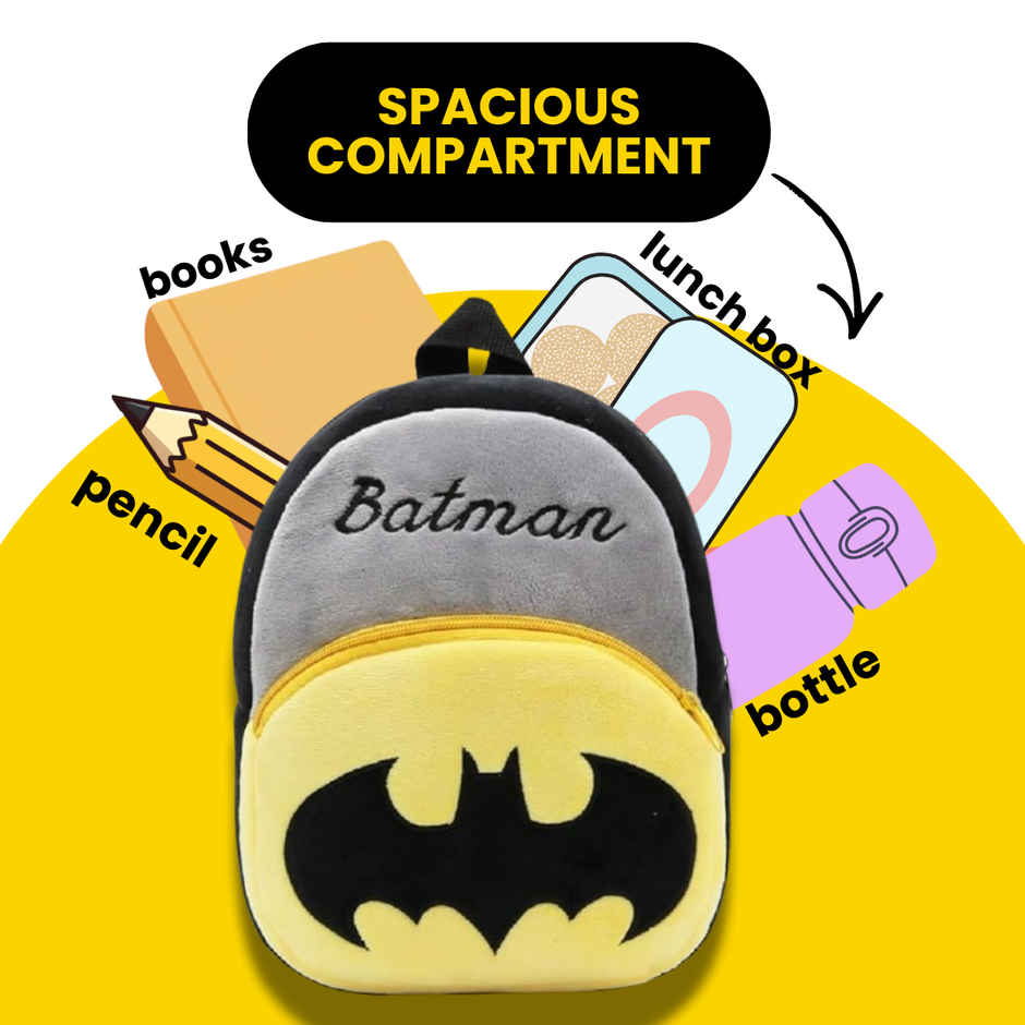 Kidara Batman Plush Backpack | Grey & Yellow