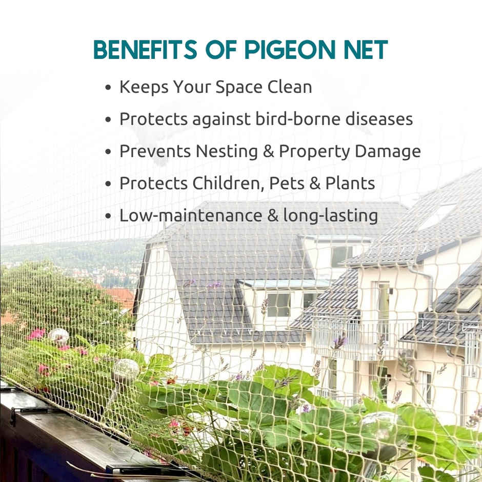 Nurturing Green Anti Bird Net | White Mesh Pigeon Net | Protection for Home, Balcony - 8 x 10 ft
