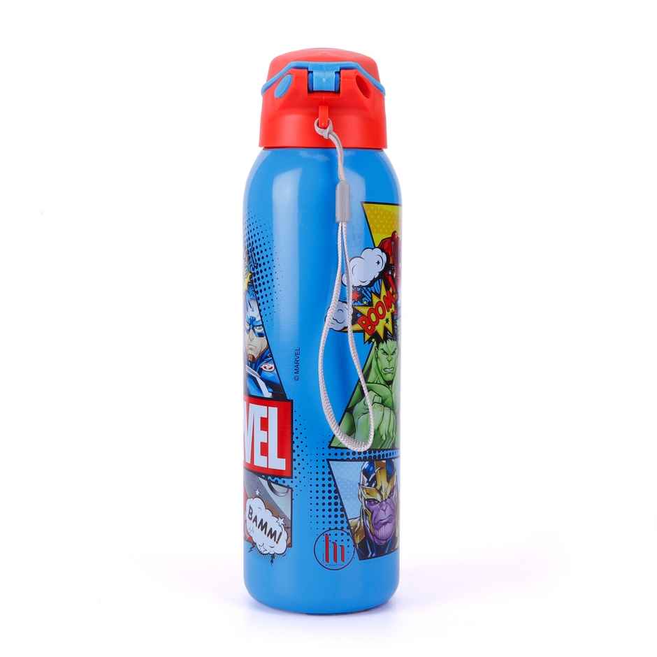 Marvel Avengers Stainless Steel Sipper Bottle | Double Wall | With Straw | 600 ml