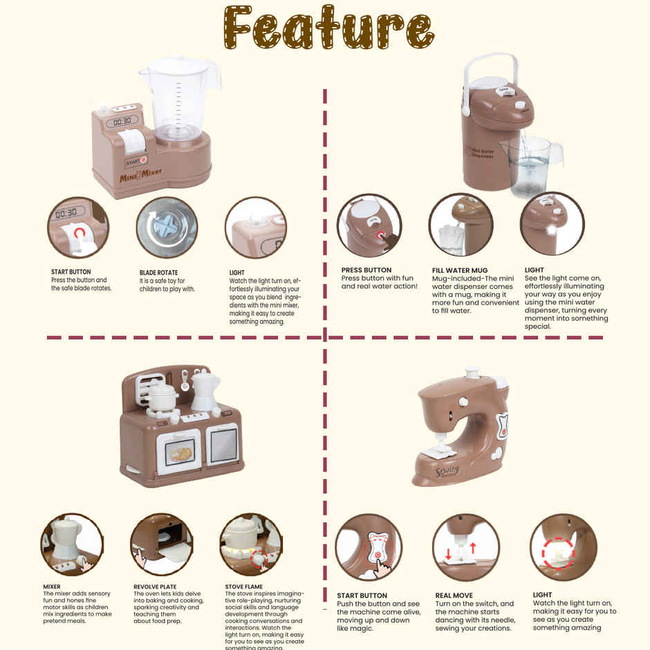 Anz Toy Brown Mixer |water Dispenser |oven & Sewing Machine Ph 9432