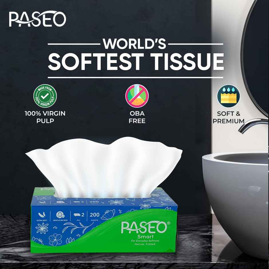 Paseo Smart Facial Tissue 100'S, 2 Ply, 4 X 1 Pack