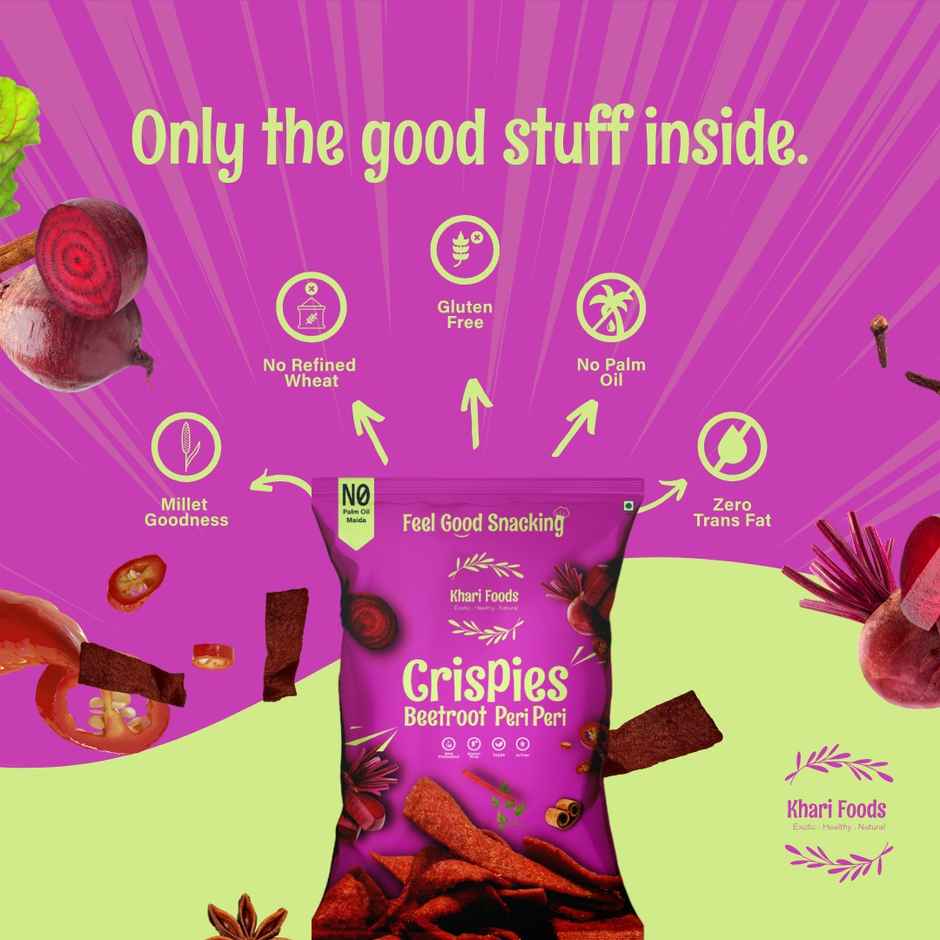Khari Foods Peri Peri Beetroot Crispies Chips | No Palm Oil