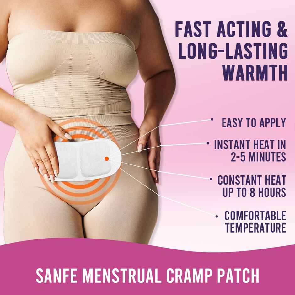Sanfe Menstrual Cramp Patch | Upto 8 hr pain relief | 100% natural actives | No side effects