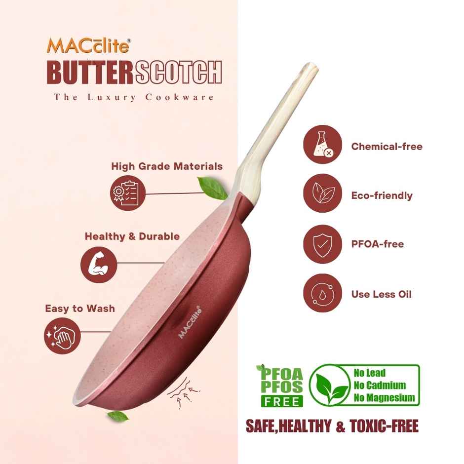 Macclite Non-Stick Frying Pan | 24 cm | Glass Lid | Induction Compatible