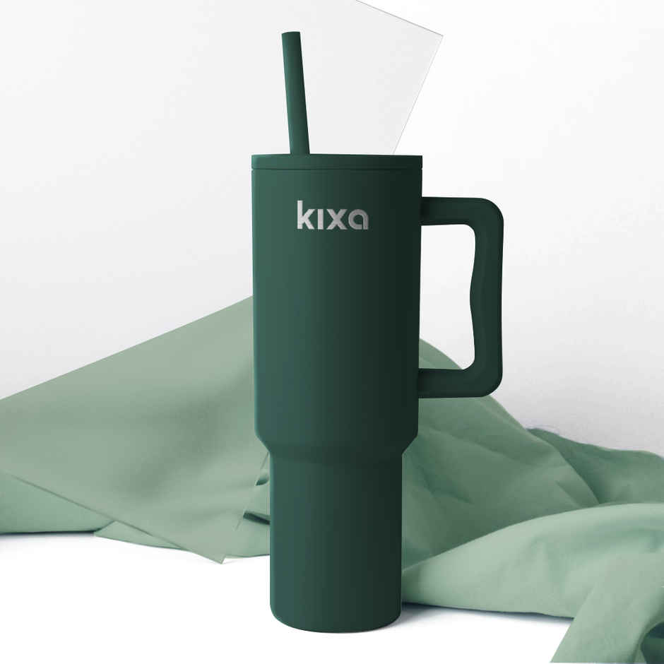 Kixa 1.2 L Insulated and Leakproof Oasis Tumbler With Lid And Straw | Forest Green