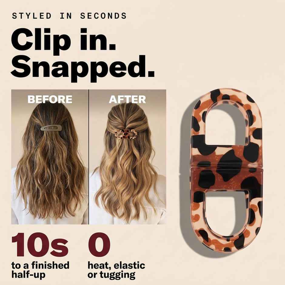 Gleva Magnetic Hair Clip No Crease Styling for Women | Strong Hold Grip | Brown