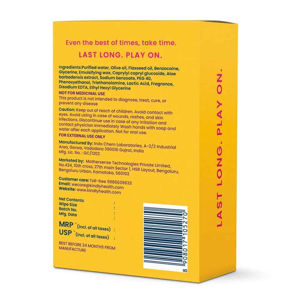 Kindly Health Pleaser Long-Last Wipes For Men Pack Of 3 (3pc) & Kindly Health Pleaser Delay Spray (20g) Combo