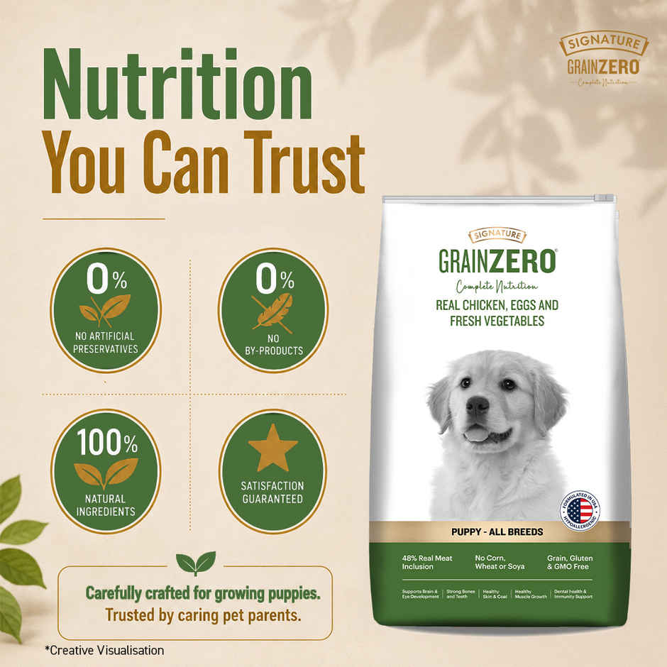 Signature Grain Zero Puppy and Mother Dry Dog Food | Real Chicken, Eggs, and Vegetables
