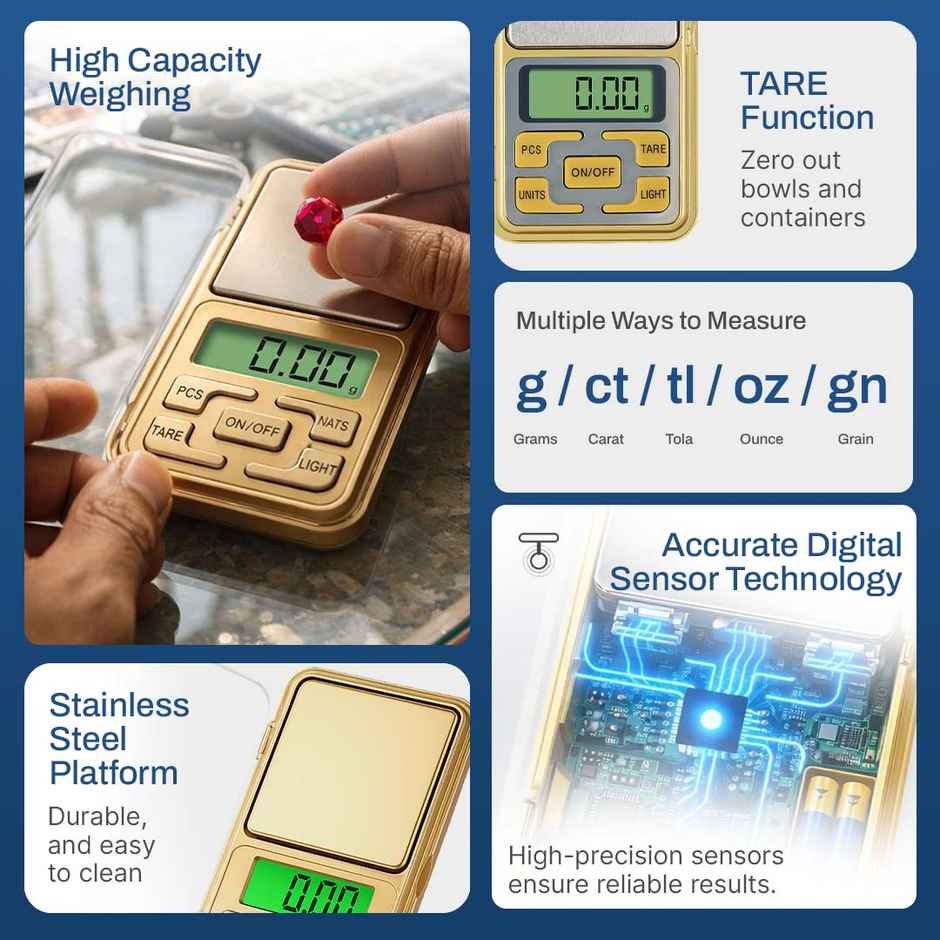 ATOM A 101 Gold Digital Pocket Scale with Capacity 200 g | Jewellery, Precious Gems Stone & Salts.