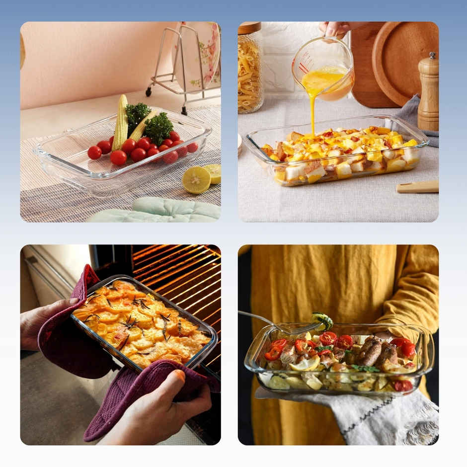 Femora Rectangle Baking Dish 1L Borosilicate Glass Microwave & Oven Safe