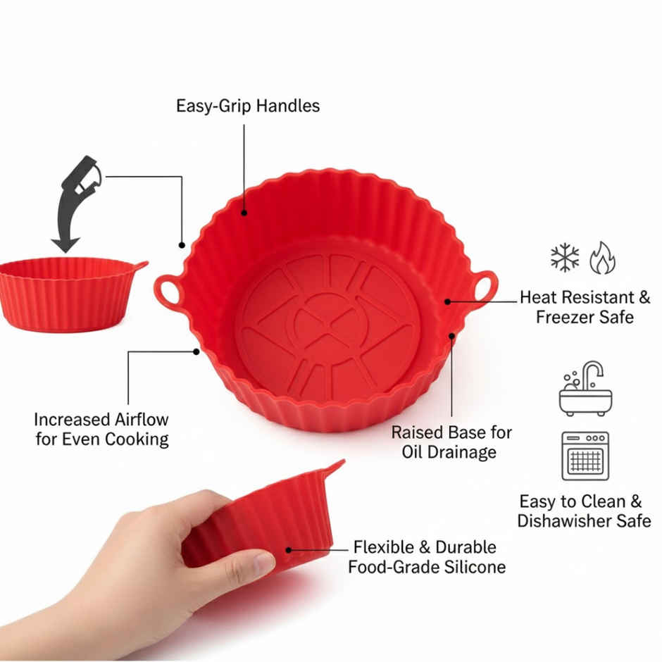 ReeQ Reusable Silicone Air Fryer Pan Round