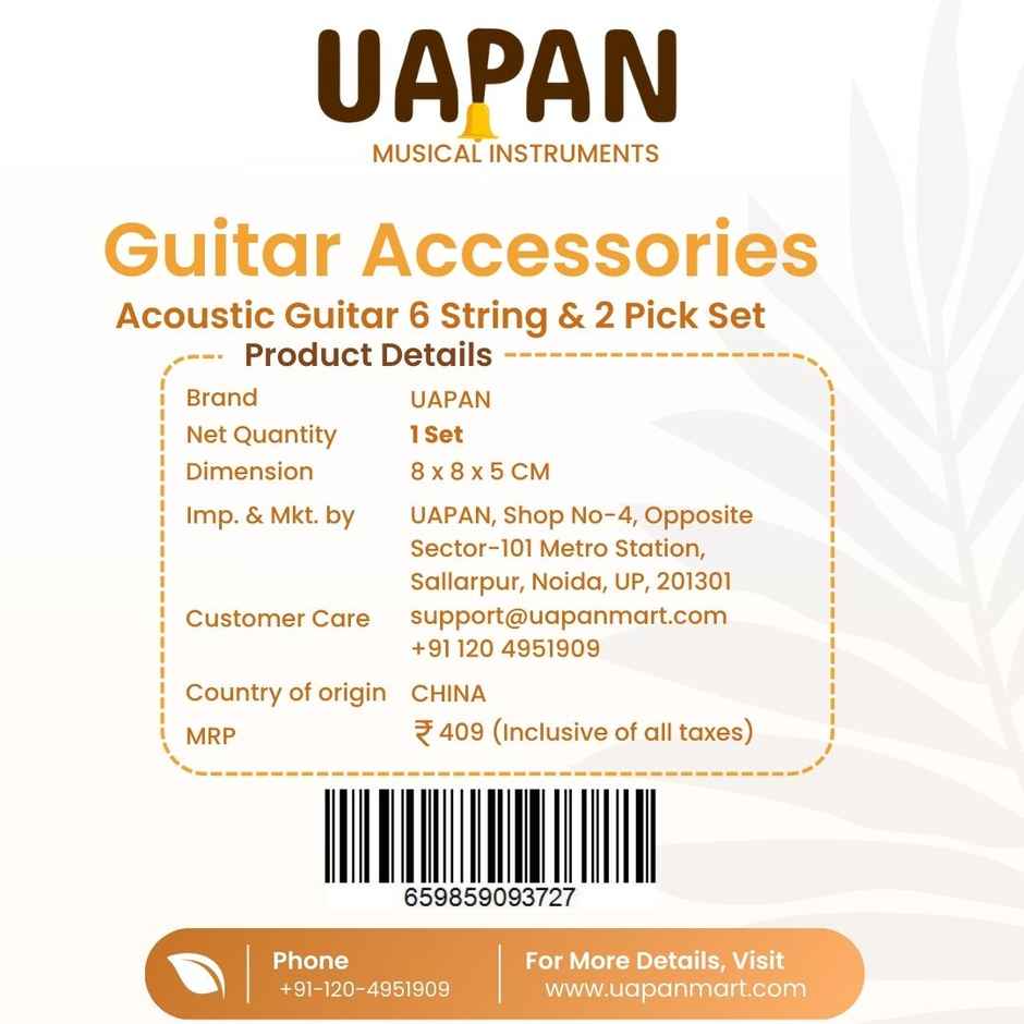 Uapan Acoustic Guitar 6 String & 2 Pick Set