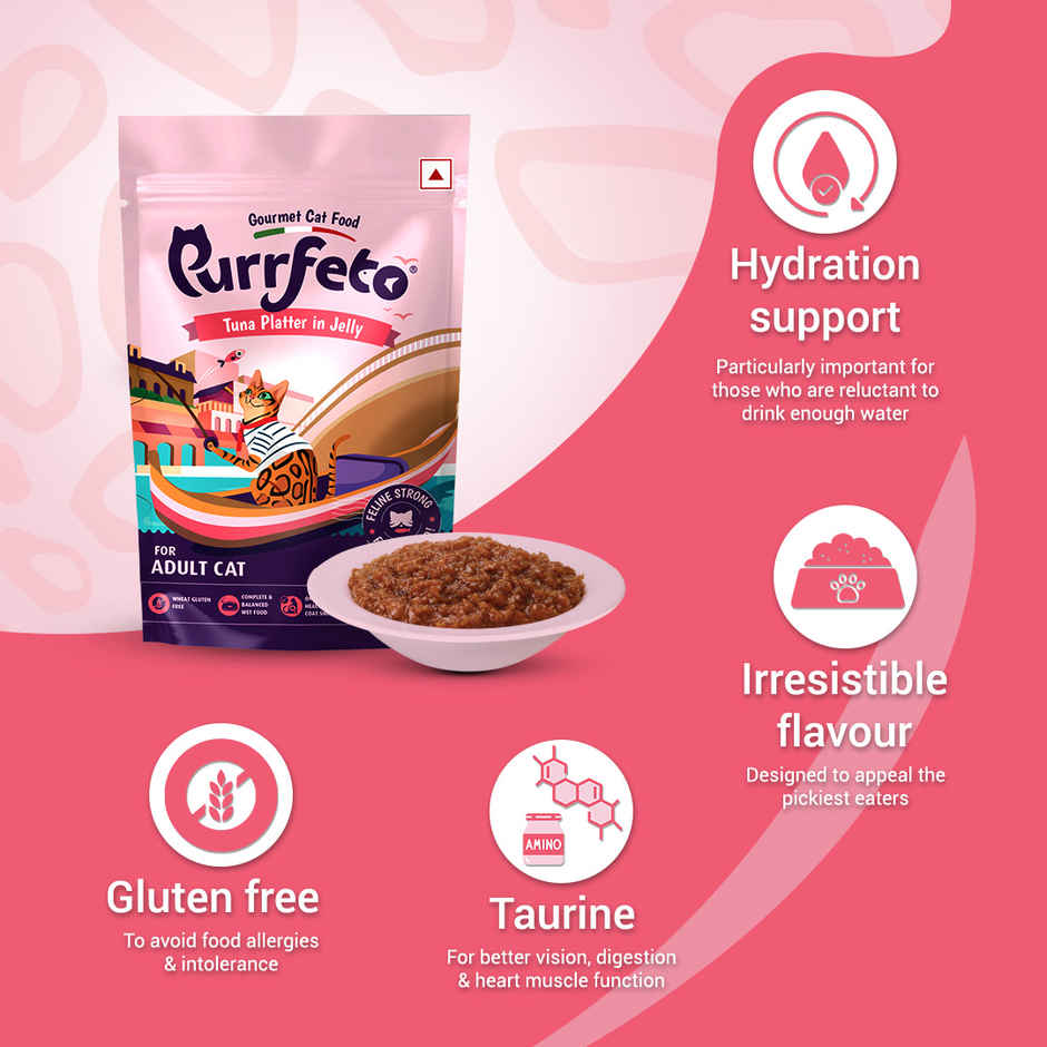 Purrfeto Wet Cat Food Tuna Recipe in Jelly | Pack of 12