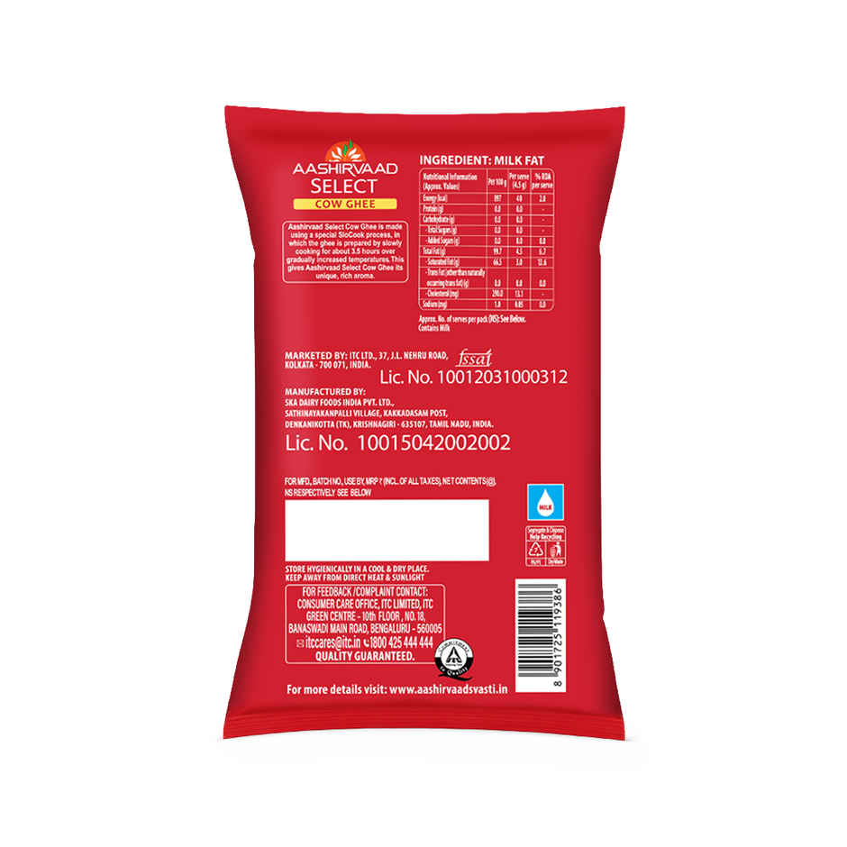 Aashirvaad Pure Cow Ghee | Pouch | Rich Aroma