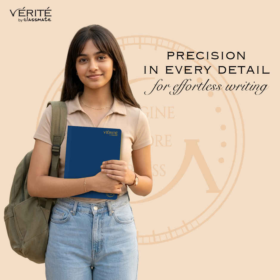 Verite by Classmate | Lay Flat Notebook | Royal Blue | Size 240 X 180 | Unruled | 120 Pages