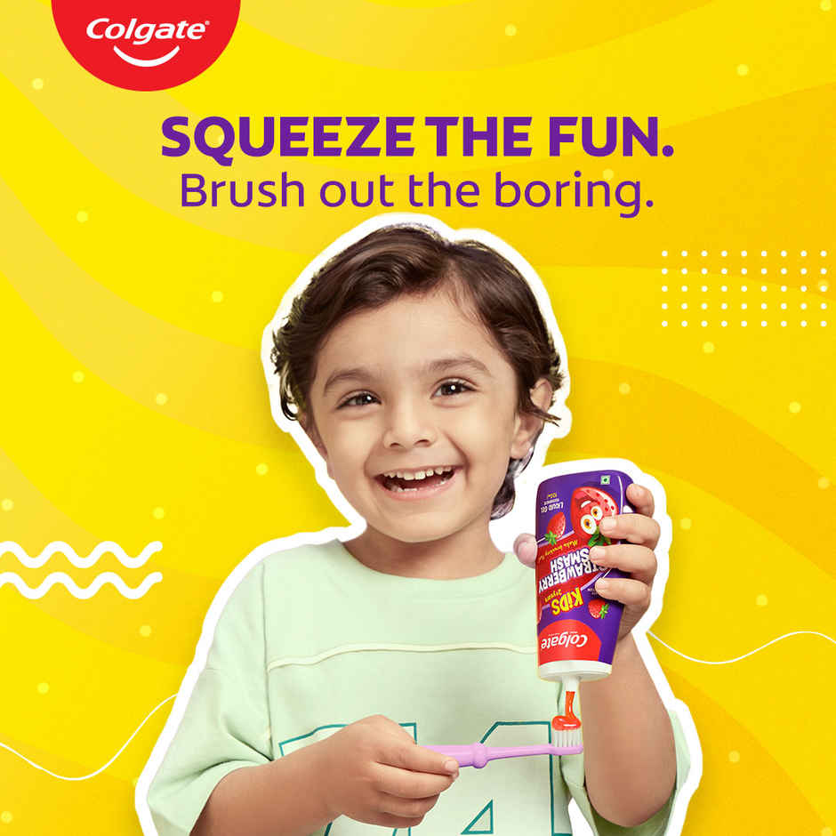 Colgate Kids Toothpaste, Fun Squeezy Bottle, Strawberry Flavor, Safe, Paraben-Free, Age 2-6yr
