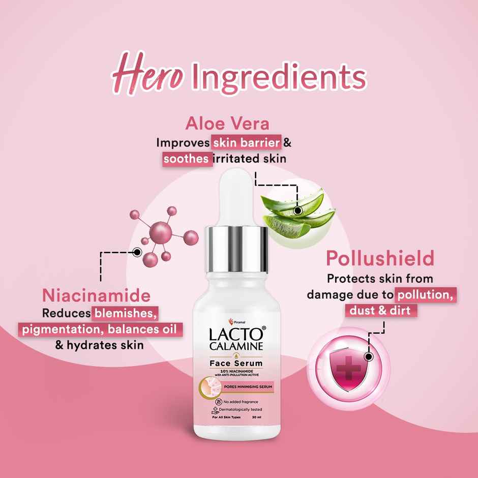 Lacto Calamine 10% Niacinamide Face Serum, Non Sticky To Minimise Pores