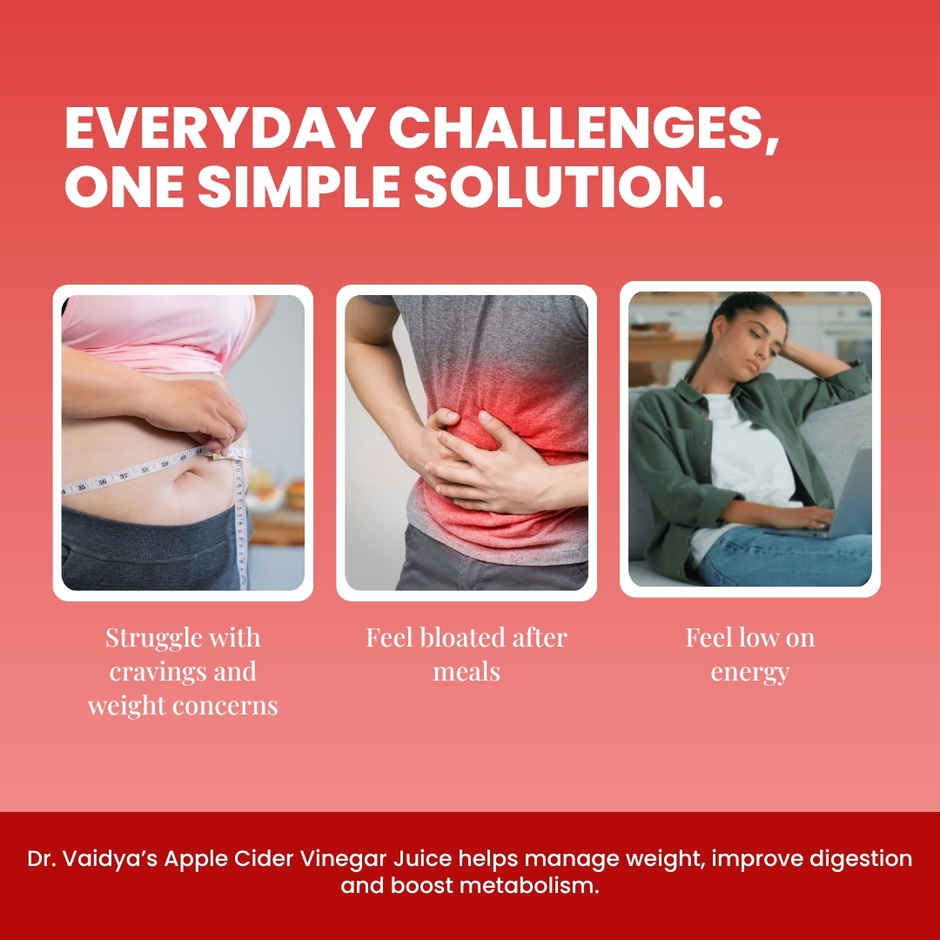 Dr. Vaidya's Apple Cider Vinegar for Weight Loss | Helps Craving Control | No Added Sugar | Vegan