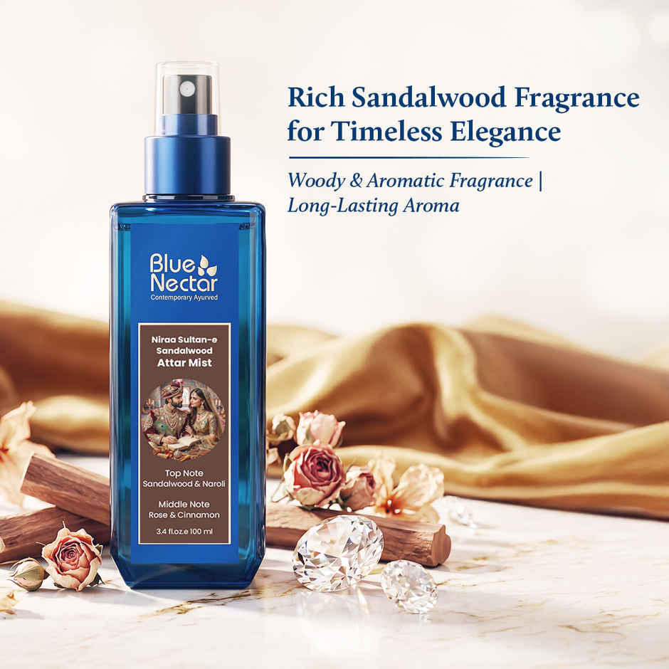 Blue Nectar Sultan-e Sandalwood Attar Woody Floral Perfume Body Mist - For Men & Women