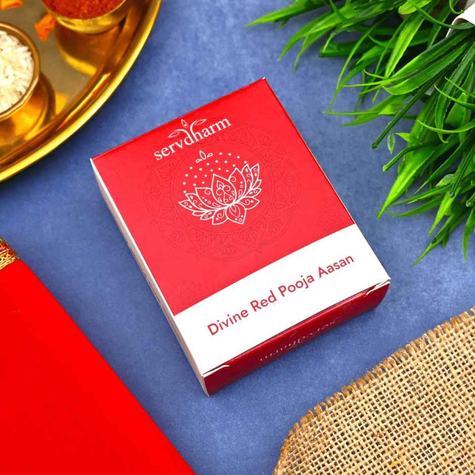 Red Velvet Puja Aasan | 71 x 35 cm | ServDharm