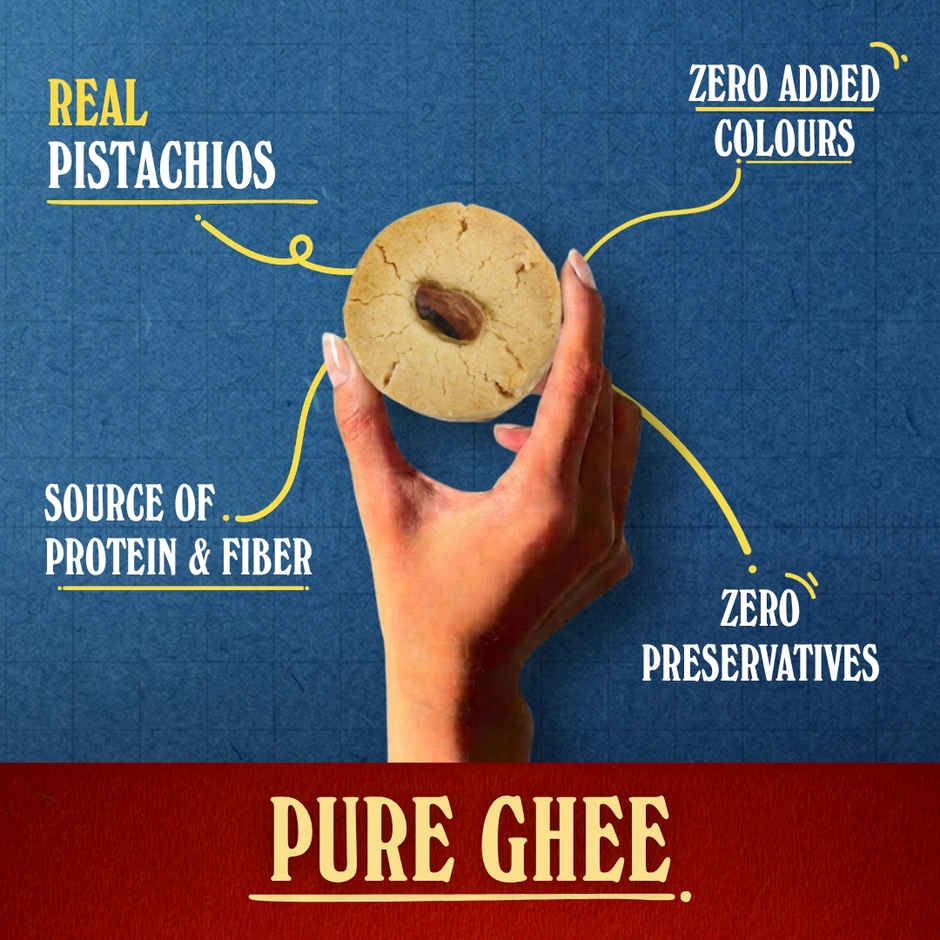 The Baker's Dozen Nankhatai Cookies | Handmade Cookies Made with Pure Ghee | Adorned with Pistachios