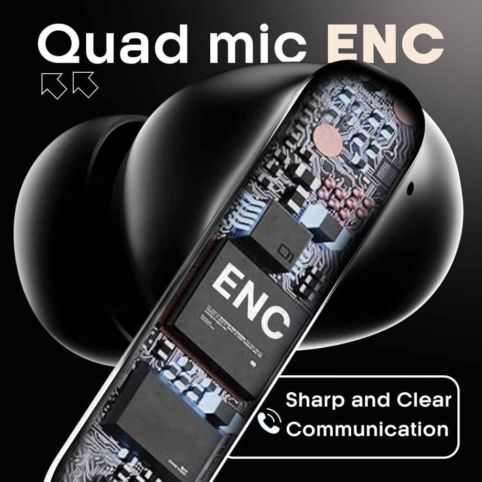 Leaf Buds X342 True Wireless Earbuds With Ai Sound App, 32H Playtime,10Mm Driver | Carbon Black