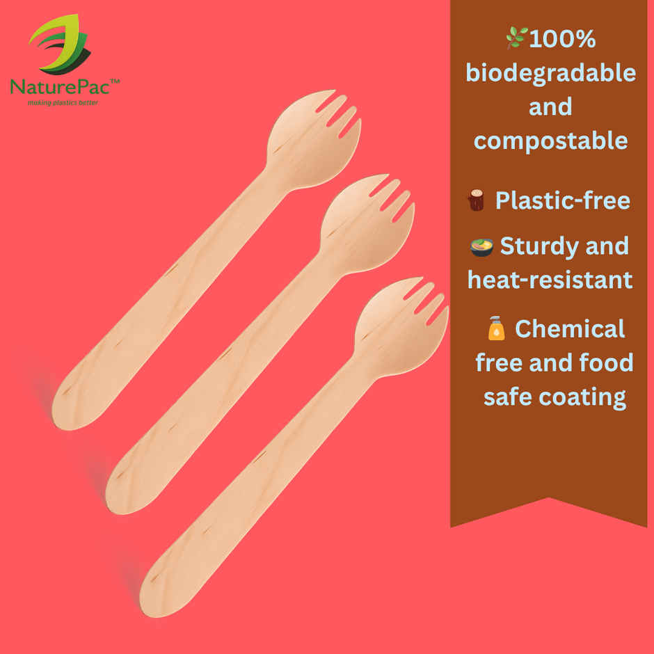 Naturepac Wooden Spork | 160 mm | 25 pcs