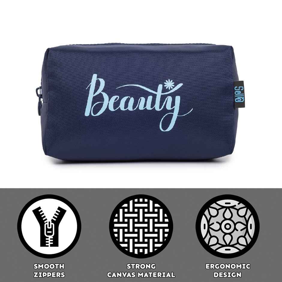 Qips Beauty Zipper Cosmetic Bag Travel Accessory - Navy Blue