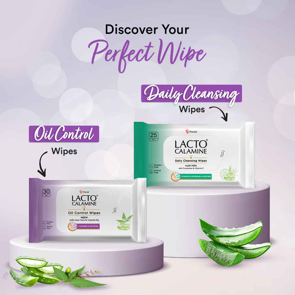 Lacto Calamine Oil Control Wipes With Neem Vitamin B3 | 30 Pulls Per Pacl