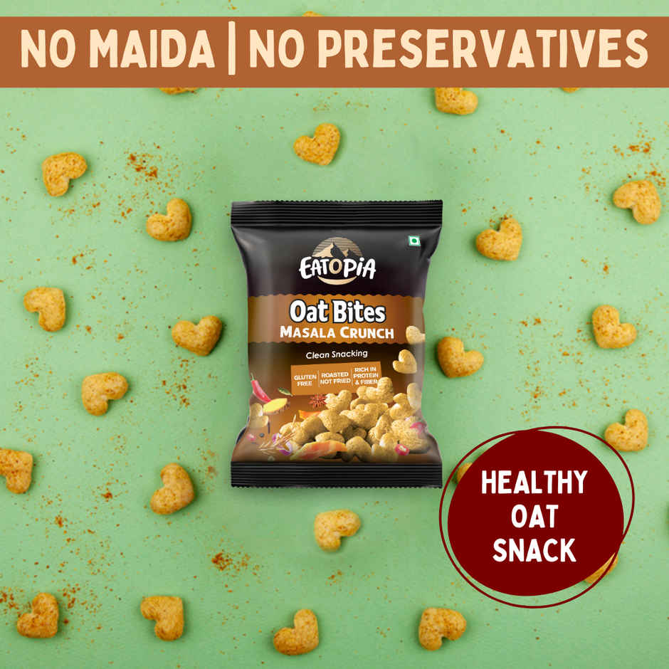 Eatopia Healthy Oat Bites Masala Crunch | Not Fried Puff Snacks | No Palm Oil