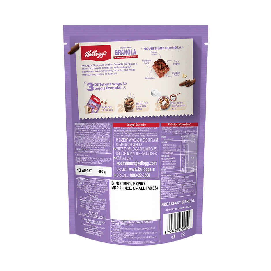 Kellogg's Crunchy Chocolate Cookie Crumble Granola | No Maida, No Palm Oil
