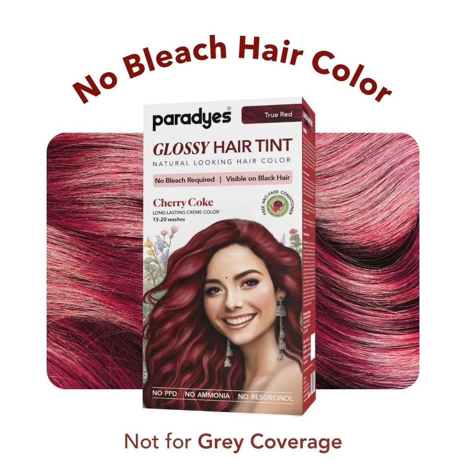 Paradyes No Bleach Cherry Coke Glossy Hair Tint, Ammonia|free Hair Color for Natural Black Hair