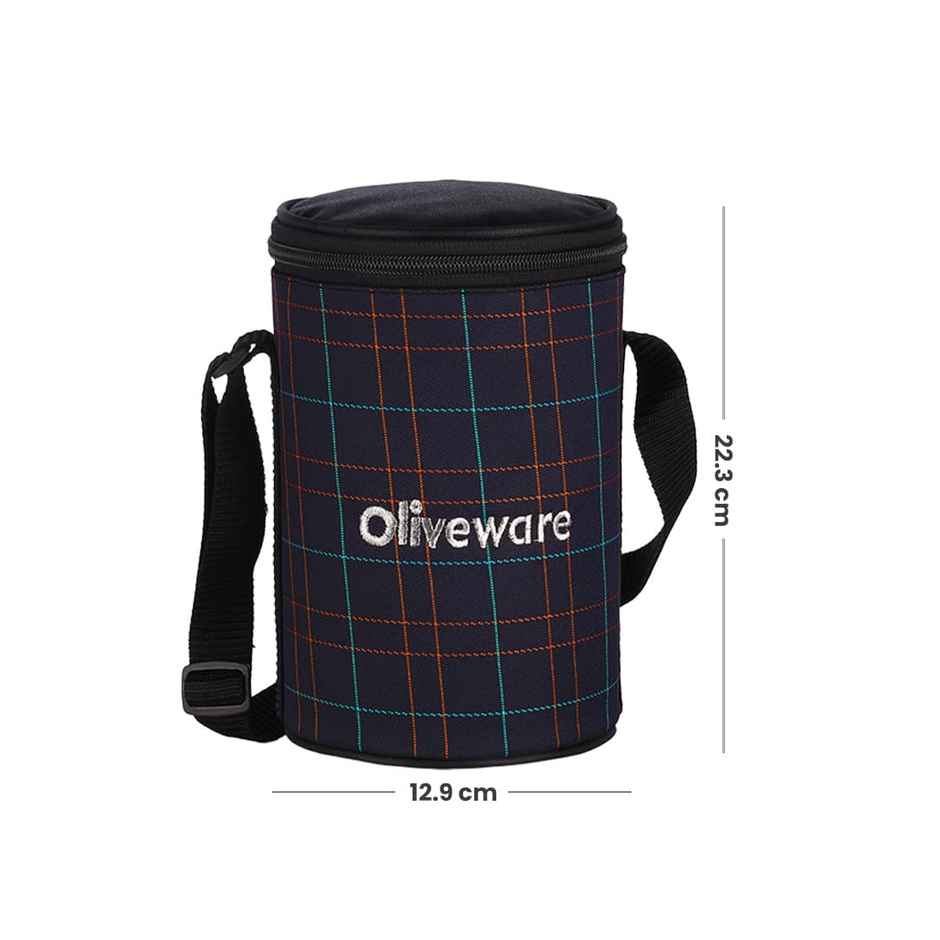 Oliveware Mega Lunch Box, 4 Stainless Steels- Blue