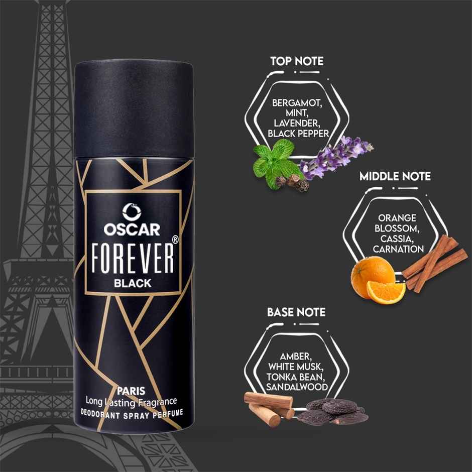 Oscar Forever Paris Grey And Black Deodorant Combo - Pack Of 2