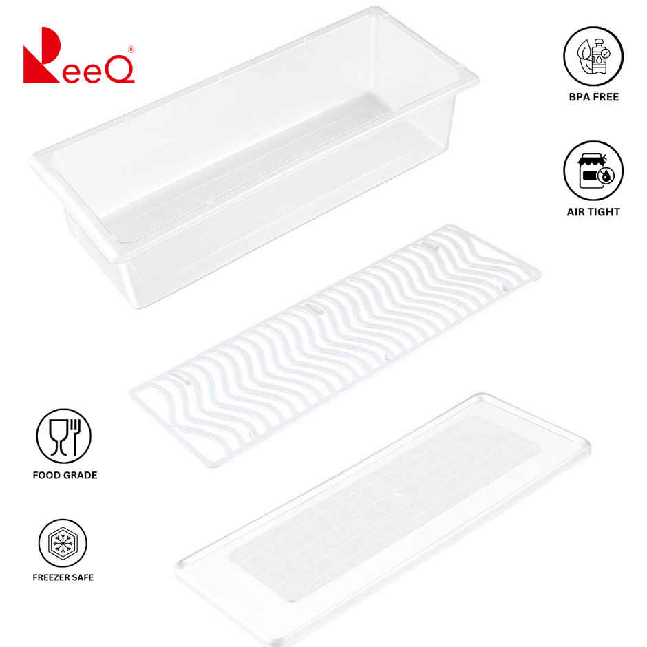 ReeQ Fridge Storage Container Set | Transparent Plastic Containers with Lids | BPA Free | Stackable - 1.5 L